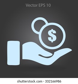 coins in hand vector illustration