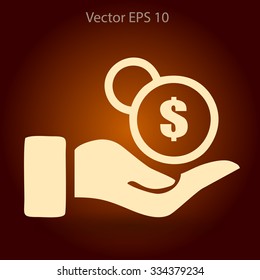 coins in hand vector illustration