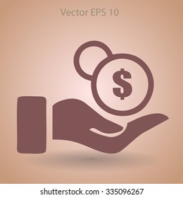 coins in hand vector illustration