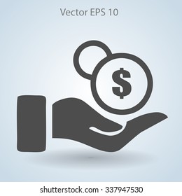 coins in hand vector illustration