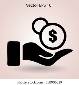 coins in hand vector illustration