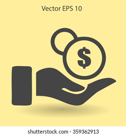 coins in hand vector illustration