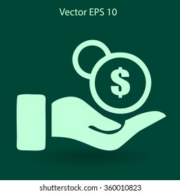coins in hand vector illustration