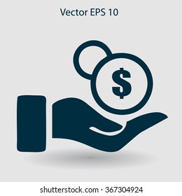 coins in hand vector illustration
