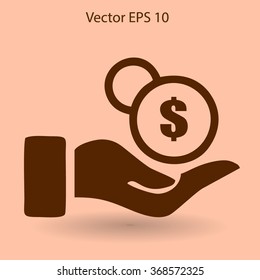 coins in hand vector illustration