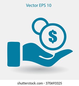 coins in hand vector illustration