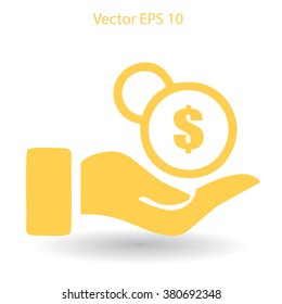 coins in hand vector illustration