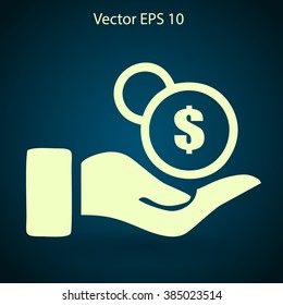coins in hand vector illustration