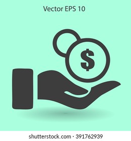 coins in hand vector illustration