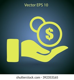 coins in hand vector illustration