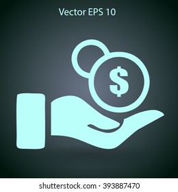 coins in hand vector illustration