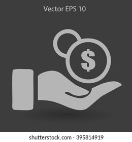coins in hand vector illustration