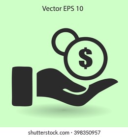 coins in hand vector illustration