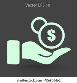 coins in hand vector illustration