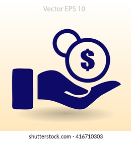 coins in hand vector illustration
