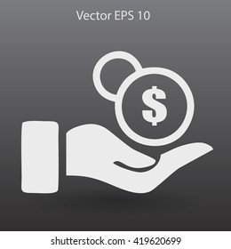 coins in hand vector illustration