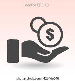 coins in hand vector illustration