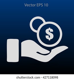 coins in hand vector illustration