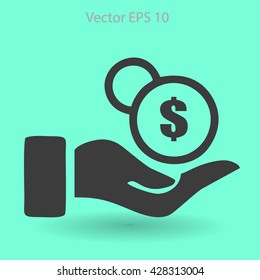 coins in hand vector illustration