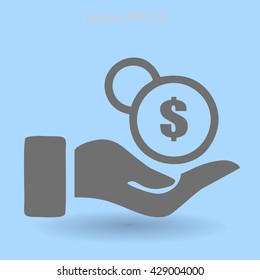 coins in hand vector illustration