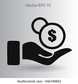 coins in hand vector illustration
