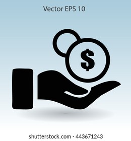 coins in hand vector illustration