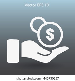 coins in hand vector illustration