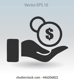 coins in hand vector illustration
