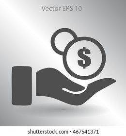 coins in hand vector illustration