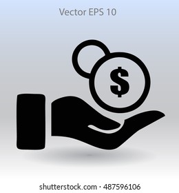 coins in hand vector illustration