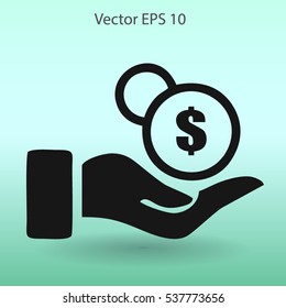 coins in hand vector illustration