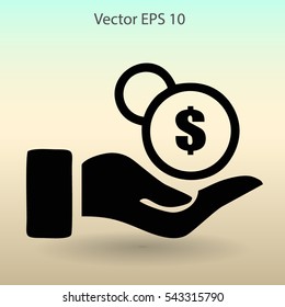 coins in hand vector illustration