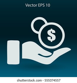 coins in hand vector illustration