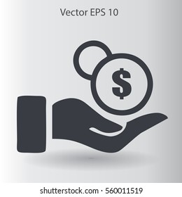 coins in hand vector illustration