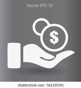 coins in hand vector illustration