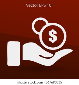 coins in hand vector illustration
