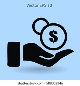 coins in hand vector illustration