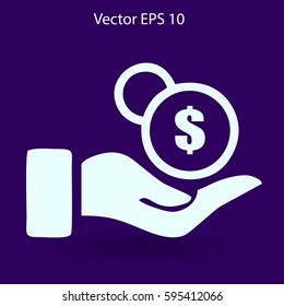 coins in hand vector illustration