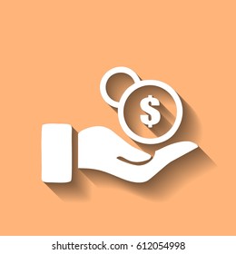 coins in hand vector illustration