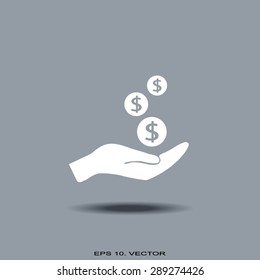 coins in hand, web icon
