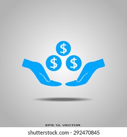 coins in hand, web icon