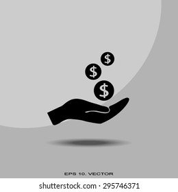 coins in hand, web icon