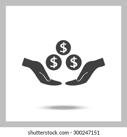 coins in hand, web icon