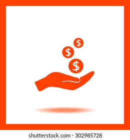 coins in hand, web icon