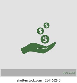 coins in hand, web icon