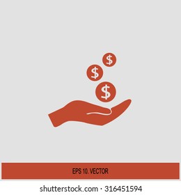 coins in hand, web icon