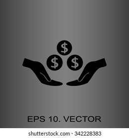 coins in hand, web icon