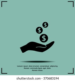 coins in hand, web icon
