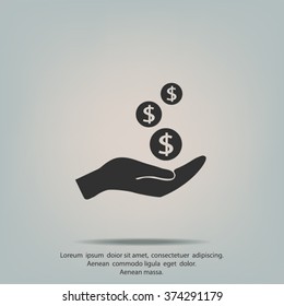 coins in hand, web icon