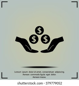 coins in hand, web icon